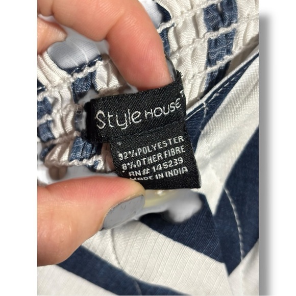 Style House Navy/White Stripe Sleeveless Button Down Front Midi Dress w/ Pockets - Picture 14 of 16